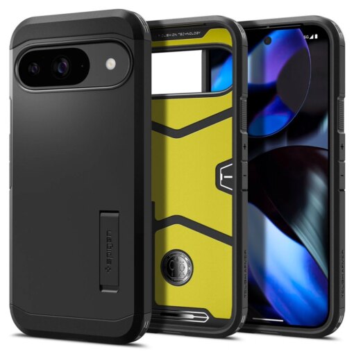 Google Pixel 9 9 Pro Spigen Tough Armor umbris silikoonist ja plastikust Must