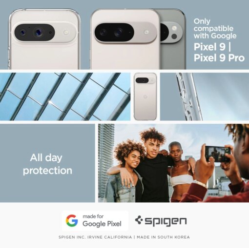 Google Pixel 9 9 Pro Spigen Ultra Hybrid umbris silikoonist servade ja plastikust tagusega Crystal Clear 14