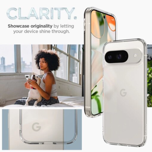 Google Pixel 9 9 Pro Spigen Ultra Hybrid umbris silikoonist servade ja plastikust tagusega Crystal Clear 15