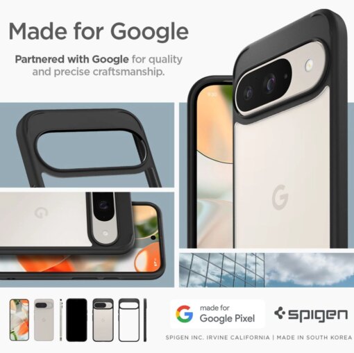 Google Pixel 9 9 Pro Spigen Ultra Hybrid umbris silikoonist servade ja plastikust tagusega Matte Black 15