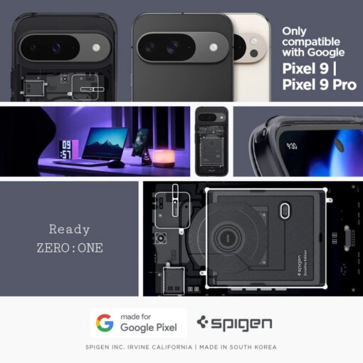 Google Pixel 9 9 Pro Spigen Ultra Hybrid umbris silikoonist servade ja plastikust tagusega Zero One 10