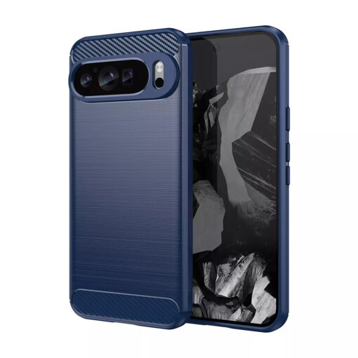 Google Pixel 9 Pro XL Carbon Silicone umbris silikoonist Blue