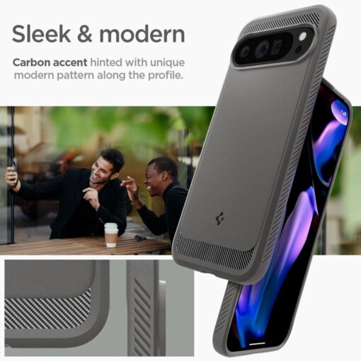 Google Pixel 9 Pro XL Spigen Rugged Armor umbris silikoonist Marble Grey 11