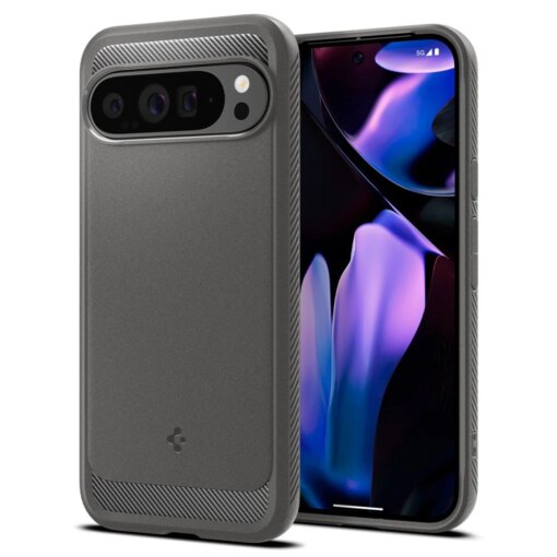 Google Pixel 9 Pro XL Spigen Rugged Armor umbris silikoonist Marble Grey