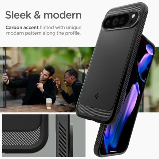 Google Pixel 9 Pro XL Spigen Rugged Armor umbris silikoonist Matte Black 11