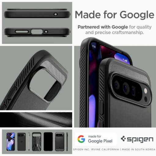 Google Pixel 9 Pro XL Spigen Rugged Armor umbris silikoonist Matte Black 15