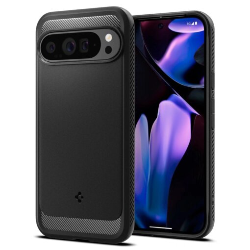 Google Pixel 9 Pro XL Spigen Rugged Armor umbris silikoonist Matte Black