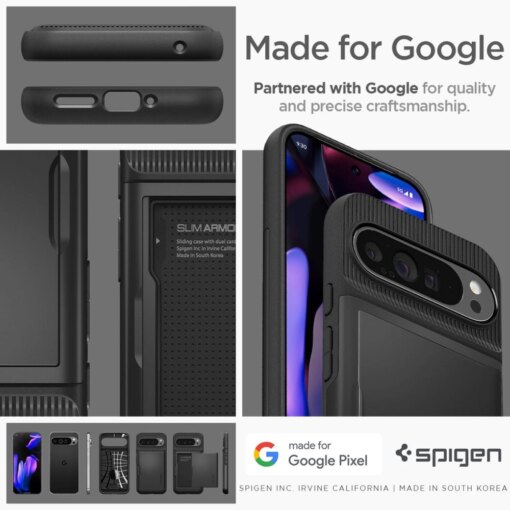 Google Pixel 9 Pro XL Spigen Slim Armor CS umbris silikoonist ja plastikust Must 16