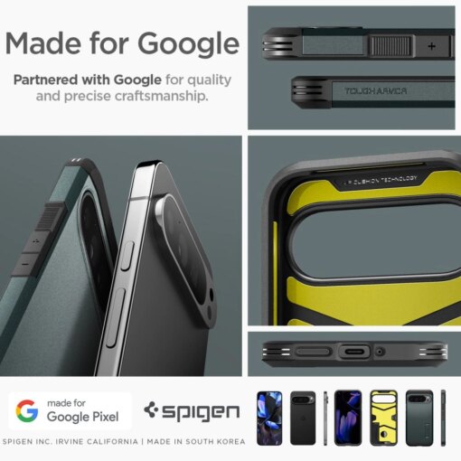 Google Pixel 9 Pro XL Spigen Tough Armor umbris silikoonist ja plastikust Abyss Green 15