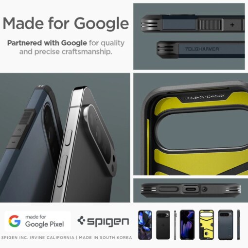 Google Pixel 9 Pro XL Spigen Tough Armor umbris silikoonist ja plastikust Metal Slate 15