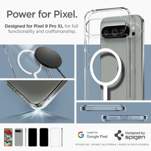 Google Pixel 9 Pro XL Spigen Ultra Hybrid Onetap Ring MagSafe umbris silikoonist servade ja plastikust tagusega Valge 12