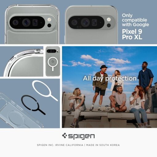 Google Pixel 9 Pro XL Spigen Ultra Hybrid Onetap Ring MagSafe umbris silikoonist servade ja plastikust tagusega Valge 7