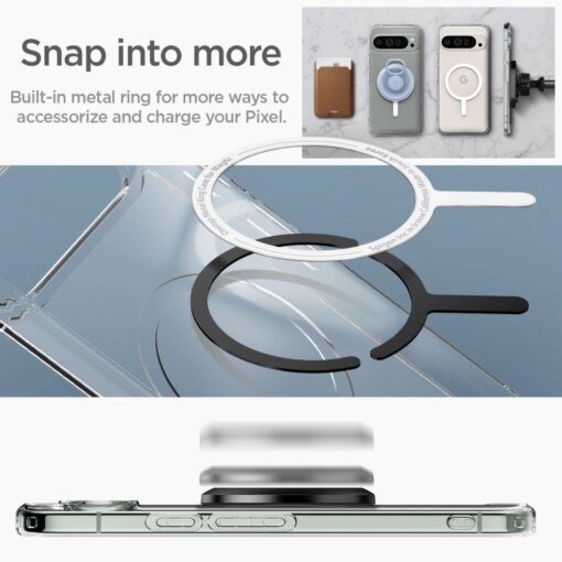 Google Pixel 9 Pro XL Spigen Ultra Hybrid Onetap Ring MagSafe umbris silikoonist servade ja plastikust tagusega Valge 9