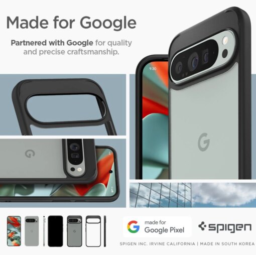 Google Pixel 9 Pro XL Spigen Ultra Hybrid umbris silikoonist servade ja plastikust tagusega Matte Black 18