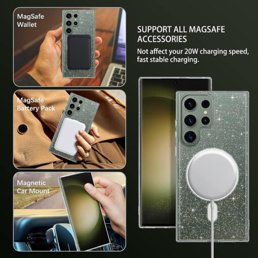 Samsung Galaxy S23 Ultra SparkleSkin MagSafe Series umbris silikoonist servade ja plastikust tagusega Clear 3