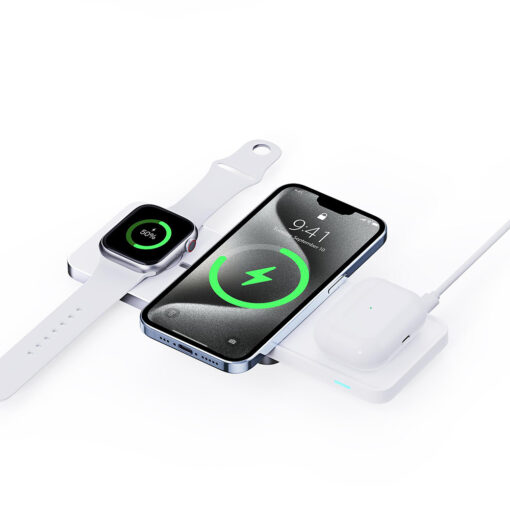 iPhone AirPods ja Apple Watch Duzzona laadimisjaam 3in1 15W Valge