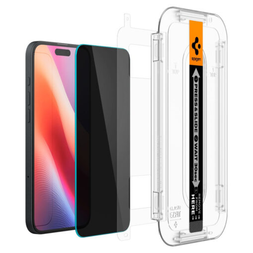 iPhone 15 16 kaitseklaas Spigen GLAS.tR ez Fit Privacy privaatsusfiltriga 2tk 1