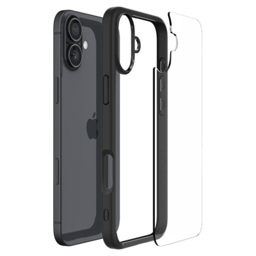 iPhone 16 PLUS umbris Spigen Ultra Hybrid plastikust taguse ja silikoonist raamiga must 2