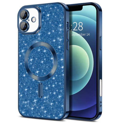 iPhone 16 PLUS umbris silikoonist Luxury Glitter MagSafe Deep Blue