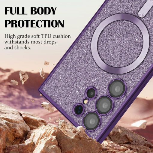 iPhone 16 PLUS umbris silikoonist Luxury Glitter MagSafe Deep Purple 2