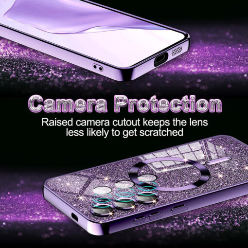 iPhone 16 PLUS umbris silikoonist Luxury Glitter MagSafe Deep Purple 5