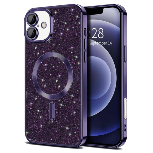 iPhone 16 PLUS umbris silikoonist Luxury Glitter MagSafe Deep Purple