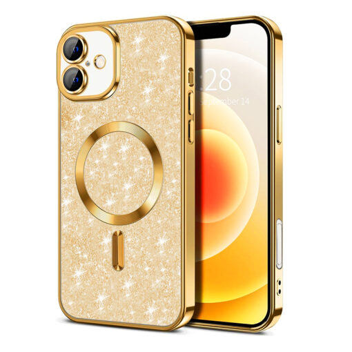 iPhone 16 PLUS umbris silikoonist Luxury Glitter MagSafe Gold