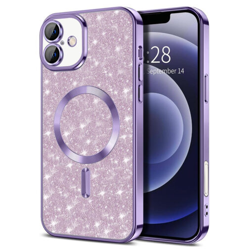 iPhone 16 PLUS umbris silikoonist Luxury Glitter MagSafe Light Purple