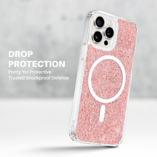 iPhone 16 PLUS umbris silikoonist Sparkly Glitter MagSafe Magenta 3