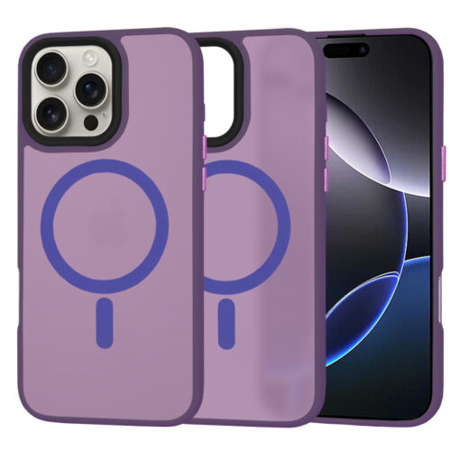 iPhone 16 PRO MAX umbris HaloFrost MagSafe plastikust taguse ja silikoonist raamiga Deep Purple