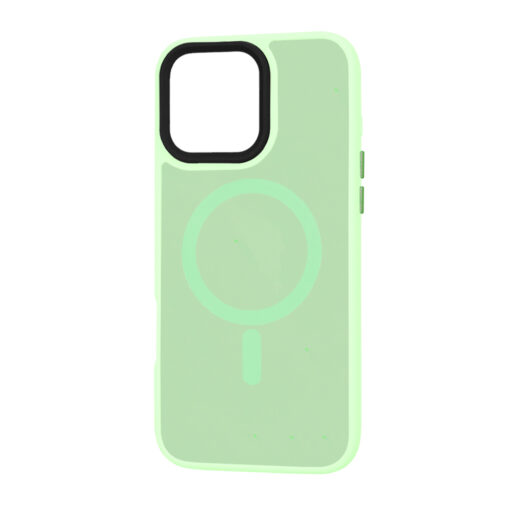 iPhone 16 PRO MAX umbris HaloFrost MagSafe plastikust taguse ja silikoonist raamiga Light Green 3