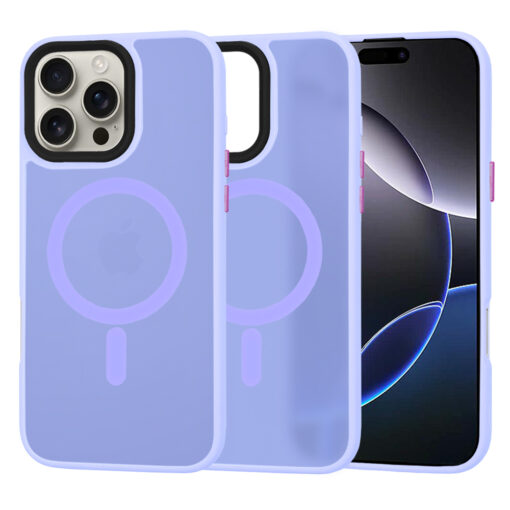 iPhone 16 PRO MAX umbris HaloFrost MagSafe plastikust taguse ja silikoonist raamiga light purple