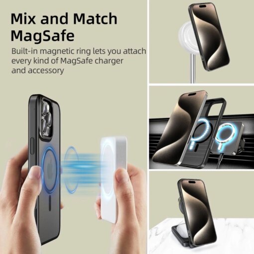 iPhone 16 PRO MAX umbris MagEdge MagSafe plastikust taguse ja silikoonist raamiga gunmetal 3