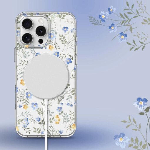 iPhone 16 PRO MAX umbris MagMood MagSafe plastikust taguse ja silikoonist raamiga spring flowers 3