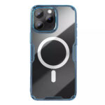 iPhone-16-PRO-MAX-umbris-Nillkin-Nature-MagSafe-plastikust-taguse-ja-silikoonist-raamiga-sinine