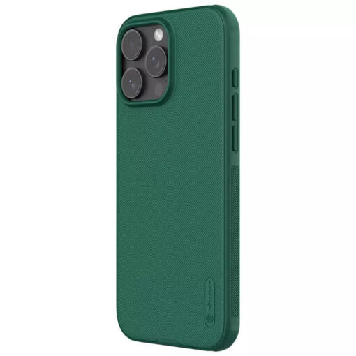 iPhone 16 PRO MAX umbris Nillkin Super Frosted Shield Pro plastikust taguse ja silikoonist raamiga deep green 3