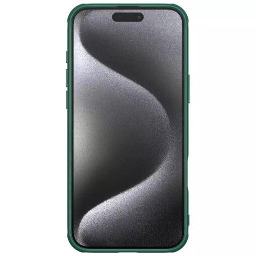 iPhone 16 PRO MAX umbris Nillkin Super Frosted Shield Pro plastikust taguse ja silikoonist raamiga deep green 4