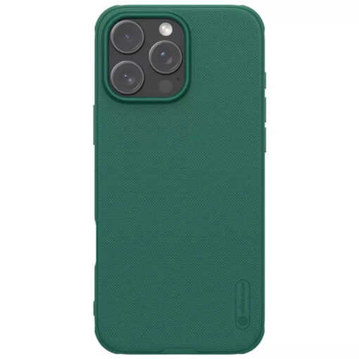 iPhone 16 PRO MAX umbris Nillkin Super Frosted Shield Pro plastikust taguse ja silikoonist raamiga deep green