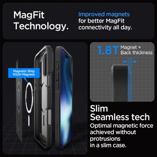 iPhone 16 PRO MAX umbris Spigen Core Armor MagSafe plastikust taguse ja silikoonist raamiga must 6