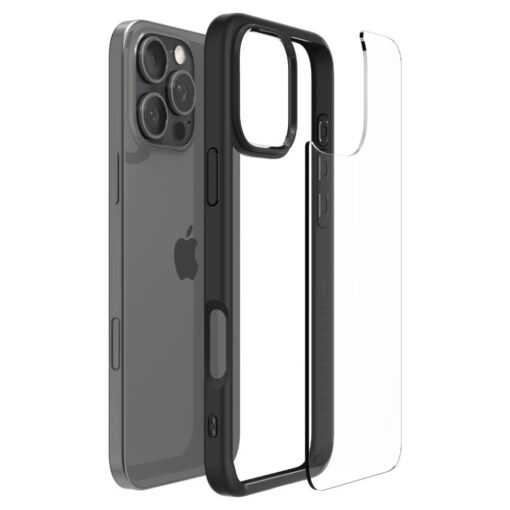 iPhone 16 PRO MAX umbris Spigen Ultra Hybrid plastikust taguse ja silikoonist raamiga matt must 5