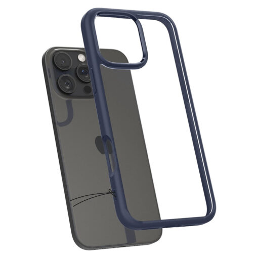 iPhone 16 PRO MAX umbris Spigen Ultra Hybrid plastikust taguse ja silikoonist raamiga navy blue 4