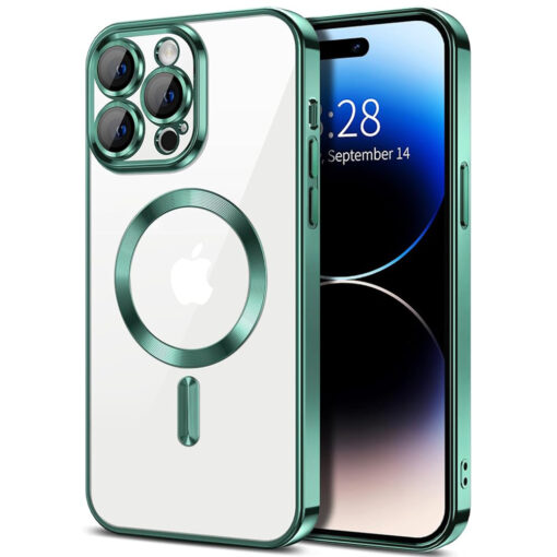 iPhone 16 PRO MAX umbris silikoonist Luxury Crystal MagSafe Light Green