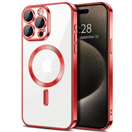 iPhone 16 PRO MAX umbris silikoonist Luxury Crystal MagSafe Red