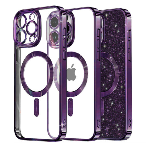 iPhone 16 PRO MAX umbris silikoonist Luxury Glitter MagSafe Deep Purple