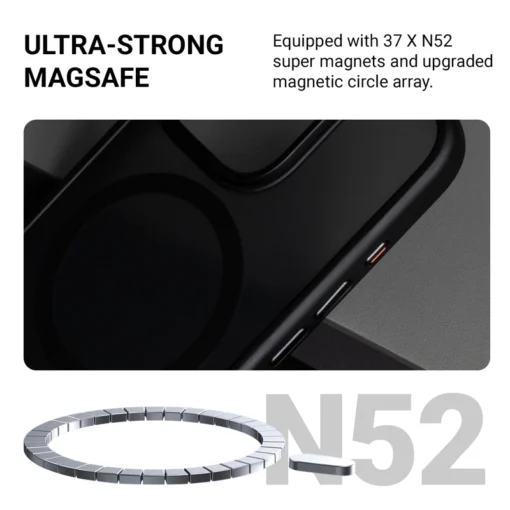 iPhone 16 PRO umbris Crong Hybrid Frost Magsafe silikoonist servade ja plastikust tagusega must 7