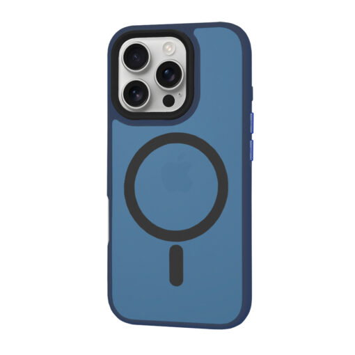 iPhone 16 PRO umbris HaloFrost MagSafe plastikust taguse ja silikoonist raamiga Deep Blue 2