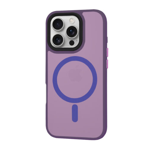 iPhone 16 PRO umbris HaloFrost MagSafe plastikust taguse ja silikoonist raamiga Deep Purple 2