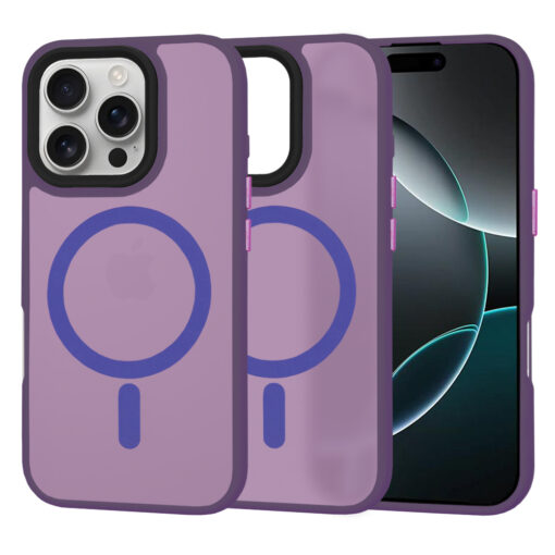 iPhone 16 PRO umbris HaloFrost MagSafe plastikust taguse ja silikoonist raamiga Deep Purple