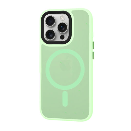 iPhone 16 PRO umbris HaloFrost MagSafe plastikust taguse ja silikoonist raamiga Light Green 2