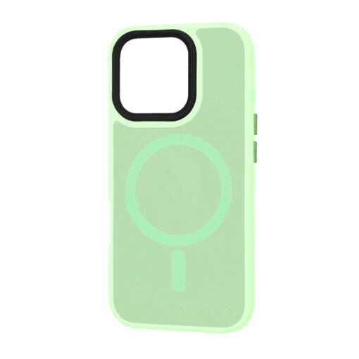 iPhone 16 PRO umbris HaloFrost MagSafe plastikust taguse ja silikoonist raamiga Light Green 3